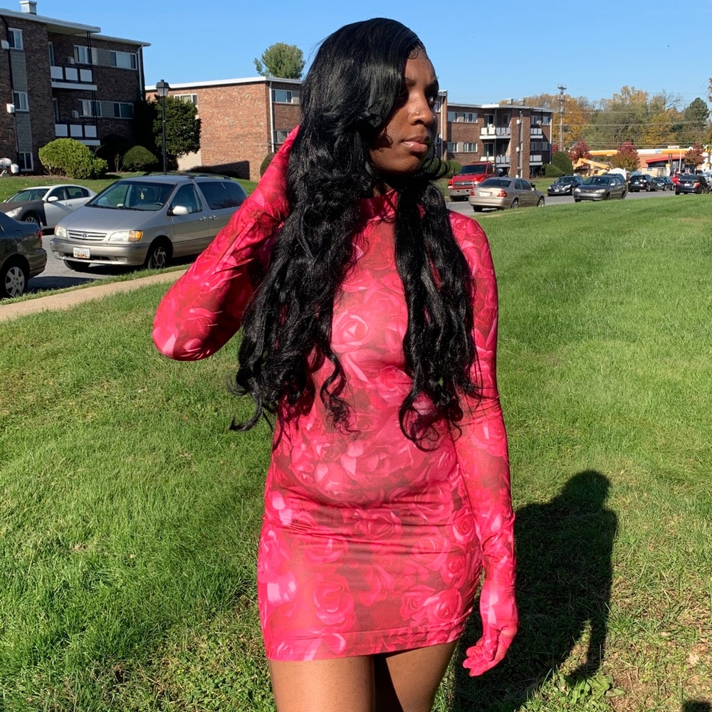 rose gloved dress